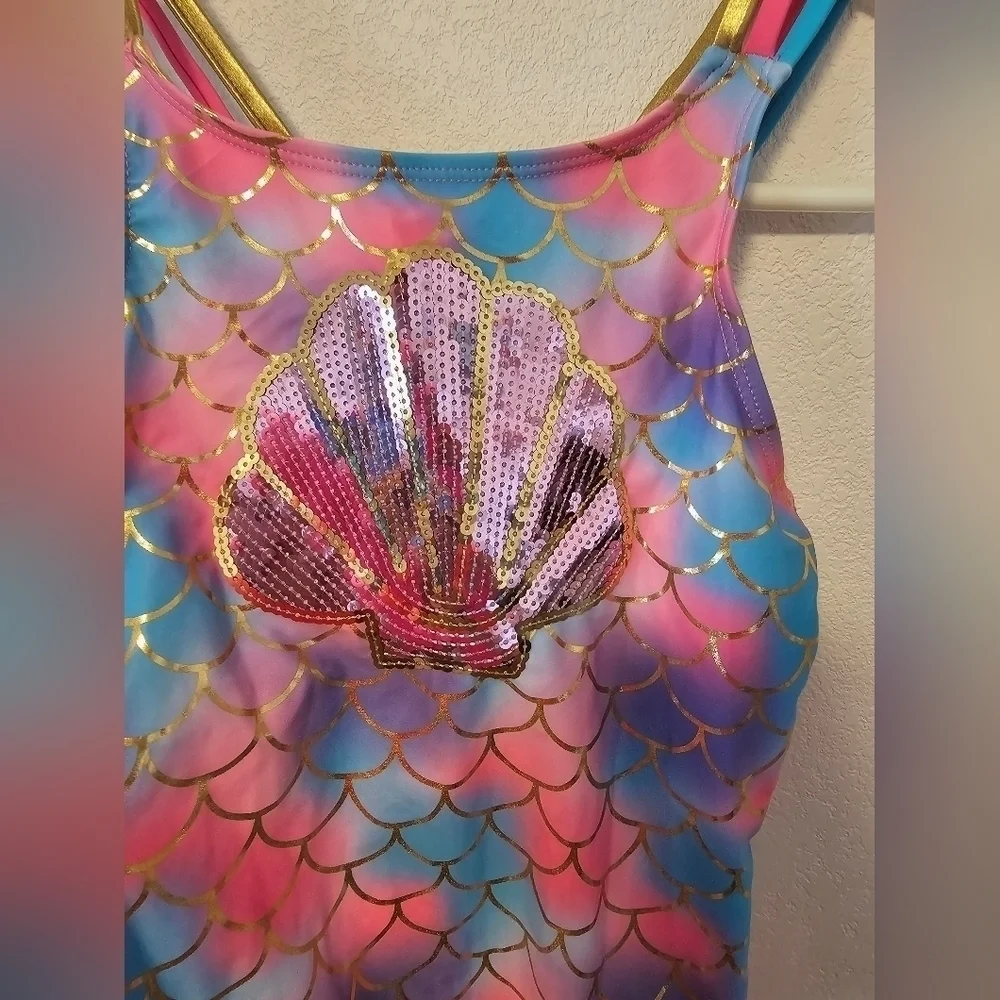 Betsey Johnson Youth Girls Mermaid One Piece Swimsuit Size Large 12 NWOT